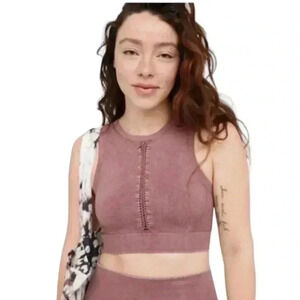 NEW AERIE Offline Seamless Macrame Longline Sports Bra in earthen